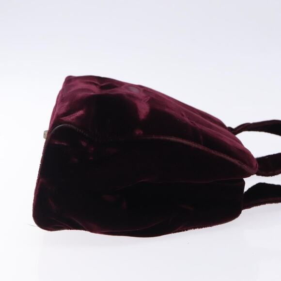 PRADA Hand Bag Velor Bordeaux Silver - Picture 4 of 12